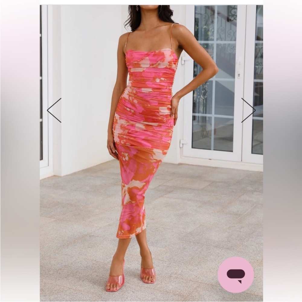 Hello Molly LUXE BLISS MIDI DRESS ORANGE - Medium